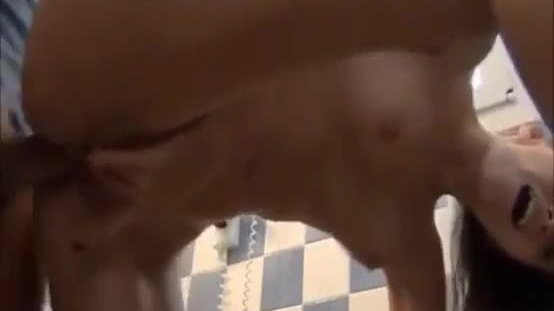 Tiny girl taking a huge anal dick in the bathroom