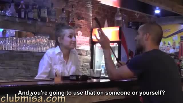 Sexy waitress fucks hard with horny customer